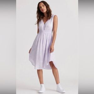 Lucky Brand Jenni cinched waist lavender floral dress size XS